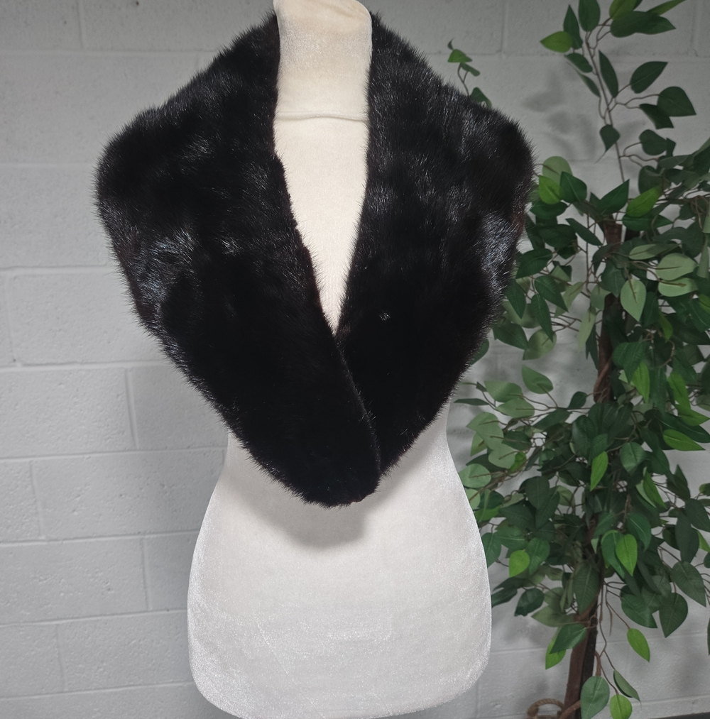 Genuine Mink Fur Scarf Wrap Glam Mobwife Luxury Old Hollywood Brown - Picture 2 of 5